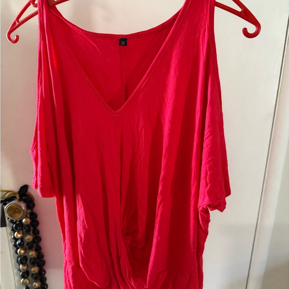 Women's Red V-Neck Top